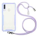 For Samsung Galaxy A60 / M40 Acrylic + Color TPU Shockproof Case with Neck Lanyard(Purple) - 1