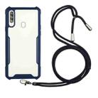 For Samsung Galaxy A60 / M40 Acrylic + Color TPU Shockproof Case with Neck Lanyard(Dark Blue) - 1
