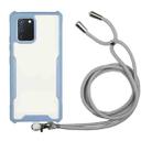 For Samsung Galaxy A71 Acrylic + Color TPU Shockproof Case with Neck Lanyard(Milk Grey) - 1