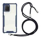 For Samsung Galaxy A91 / M80s / S10 Lite Acrylic + Color TPU Shockproof Case with Neck Lanyard(Dark Blue) - 1