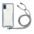 For Samsung Galaxy M30s / M21 Acrylic + Color TPU Shockproof Case with Neck Lanyard(Milk Grey) - 1