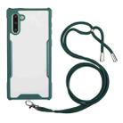 For Samsung Galaxy Note10 Acrylic + Color TPU Shockproof Case with Neck Lanyard(Dark Green) - 1