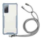 For Samsung Galaxy S20 Acrylic + Color TPU Shockproof Case with Neck Lanyard(Milk Grey) - 1