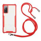 For Samsung Galaxy S20 FE Acrylic + Color TPU Shockproof Case with Neck Lanyard(Red) - 1