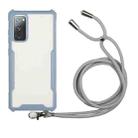 For Samsung Galaxy S20 FE Acrylic + Color TPU Shockproof Case with Neck Lanyard(Milk Grey) - 1