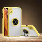 For iPhone X / XS Q Shadow 1 Generation Series TPU + PC Protective Case with 360 Degrees Rotate Ring Holder(Yellow) - 1