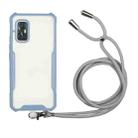 For vivo V19 (Indian Version) Acrylic + Color TPU Shockproof Case with Neck Lanyard(Milk Grey) - 1