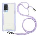 For vivo X50 Pro Acrylic + Color TPU Shockproof Case with Neck Lanyard(Purple) - 1