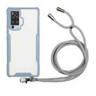 For vivo X50 Pro Acrylic + Color TPU Shockproof Case with Neck Lanyard(Milk Grey) - 1