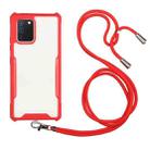 For vivo Y20 / Y20i Acrylic + Color TPU Shockproof Case with Neck Lanyard(Red) - 1