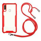 For vivo Y91/Y91i (Rear-mounted Fingerprint) Acrylic + Color TPU Shockproof Case with Neck Lanyard(Red) - 1