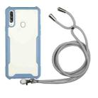 For vivo Y91/Y91i (Rear-mounted Fingerprint) Acrylic + Color TPU Shockproof Case with Neck Lanyard(Milk Grey) - 1