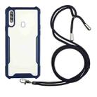 For vivo Y91/Y91i (Rear-mounted Fingerprint) Acrylic + Color TPU Shockproof Case with Neck Lanyard(Dark Blue) - 1