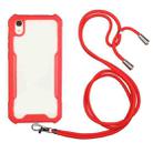 For vivo Y91c/Y93/Y95 (Front-mounted Fingerprint) Acrylic + Color TPU Shockproof Case with Neck Lanyard(Red) - 1