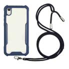 For vivo Y91c/Y93/Y95 (Front-mounted Fingerprint) Acrylic + Color TPU Shockproof Case with Neck Lanyard(Dark Blue) - 1