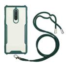 For OnePlus 6 Acrylic + Color TPU Shockproof Case with Neck Lanyard(Dark Green) - 1