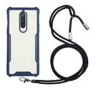 For OnePlus 6 Acrylic + Color TPU Shockproof Case with Neck Lanyard(Dark Blue) - 1