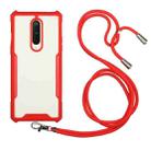 For OnePlus 6T Acrylic + Color TPU Shockproof Case with Neck Lanyard(Red) - 1
