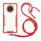 For OnePlus 7T Acrylic + Color TPU Shockproof Case with Neck Lanyard(Red) - 1