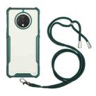 For OnePlus 7T Acrylic + Color TPU Shockproof Case with Neck Lanyard(Dark Green) - 1