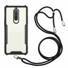 For OnePlus 8 Acrylic + Color TPU Shockproof Case with Neck Lanyard(Black) - 1