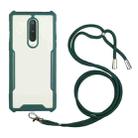 For OnePlus 8 Acrylic + Color TPU Shockproof Case with Neck Lanyard(Dark Green) - 1