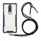 For OnePlus 8 Acrylic + Color TPU Shockproof Case with Neck Lanyard(Dark Blue) - 1