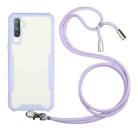 For OPPO Realme C3 Acrylic + Color TPU Shockproof Case with Neck Lanyard(Purple) - 1