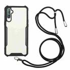 For OPPO Realme C3 Acrylic + Color TPU Shockproof Case with Neck Lanyard(Black) - 1