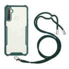 For OPPO Realme C15 / C12 / Narzo 20 Acrylic + Color TPU Shockproof Case with Neck Lanyard(Dark Green) - 1