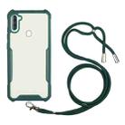 For OPPO Realme 5/5s/5i/6i/Narzo 20A/10/10A Acrylic + Color TPU Shockproof Case with Neck Lanyard(Dark Green) - 1