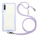 For Xiaomi Redmi 9A Acrylic + Color TPU Shockproof Case with Neck Lanyard(Purple) - 1
