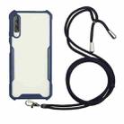 For Xiaomi Redmi 9A Acrylic + Color TPU Shockproof Case with Neck Lanyard(Dark Blue) - 1