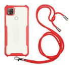 For Xiaomi Redmi 9C / 9 (Indian Version) Acrylic + Color TPU Shockproof Case with Neck Lanyard(Red) - 1