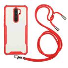 For Xiaomi Redmi 9 / 9 Prime Acrylic + Color TPU Shockproof Case with Neck Lanyard(Red) - 1