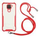 For Xiaomi Redmi Note 9 / 10X 4G Acrylic + Color TPU Shockproof Case with Neck Lanyard(Red) - 1