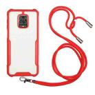 For Xiaomi Redmi Note 9S / Note 9 Pro Acrylic + Color TPU Shockproof Case with Neck Lanyard(Red) - 1