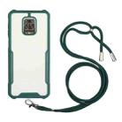 For Xiaomi Redmi Note 9S / Note 9 Pro Acrylic + Color TPU Shockproof Case with Neck Lanyard(Dark Green) - 1