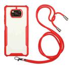 For Xiaomi Poco X3 Acrylic + Color TPU Shockproof Case with Neck Lanyard(Red) - 1