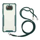 For Xiaomi Poco X3 Acrylic + Color TPU Shockproof Case with Neck Lanyard(Dark Green) - 1