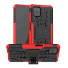 For Samsung Galaxy A12 5G Tire Texture Shockproof TPU+PC Protective Case with Holder(Red) - 1