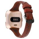 For Fitbit Versa Crazy Horse Texture Genuine Leather Watch Band(Red Brown) - 1