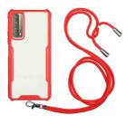 For Huawei P smart 2021 Acrylic + Color TPU Shockproof Case with Neck Lanyard(Red) - 1
