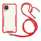 For Huawei P40 Lite / nova 6 SE Acrylic + Color TPU Shockproof Case with Neck Lanyard(Red) - 1