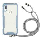 For Huawei Y6p Acrylic + Color TPU Shockproof Case with Neck Lanyard(Milk Grey) - 1