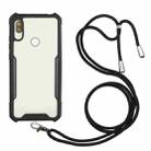 For Huawei Y6p Acrylic + Color TPU Shockproof Case with Neck Lanyard(Black) - 1