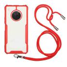 For Huawei Y9a Acrylic + Color TPU Shockproof Case with Neck Lanyard(Red) - 1