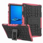 For Huawei MediaPad M5 Lite 10.1 inch Tire Texture Shockproof TPU+PC Protective Case with Holder(Pink) - 1