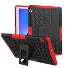 For Huawei MediaPad T3 10 Tire Texture Shockproof TPU+PC Protective Case with Holder(Red) - 1