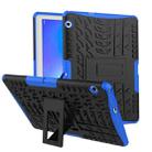 For Huawei MediaPad T3 10 Tire Texture Shockproof TPU+PC Protective Case with Holder(Blue) - 1